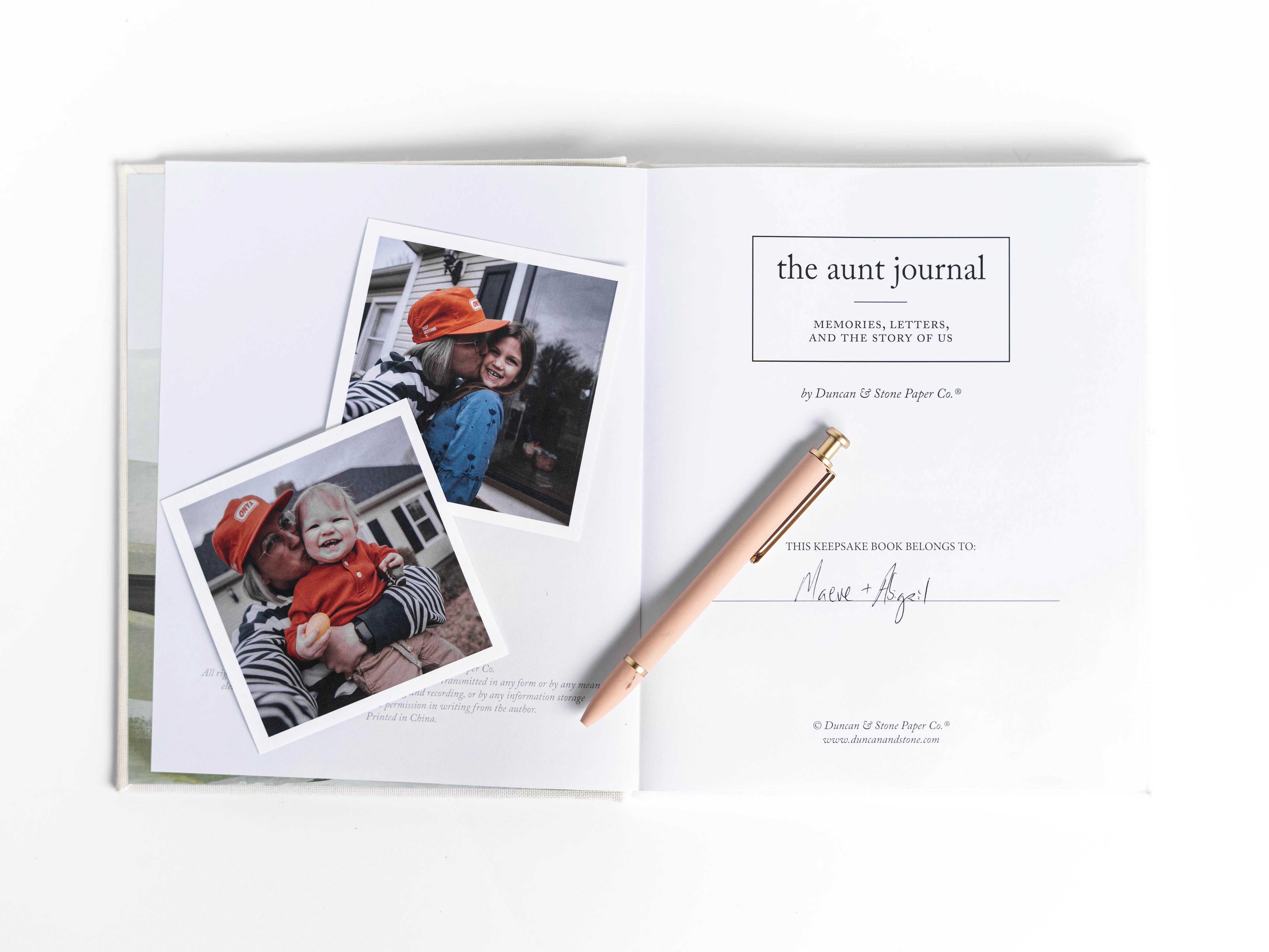 Keepsake Memory Book for Aunts, Nieces & Nephews