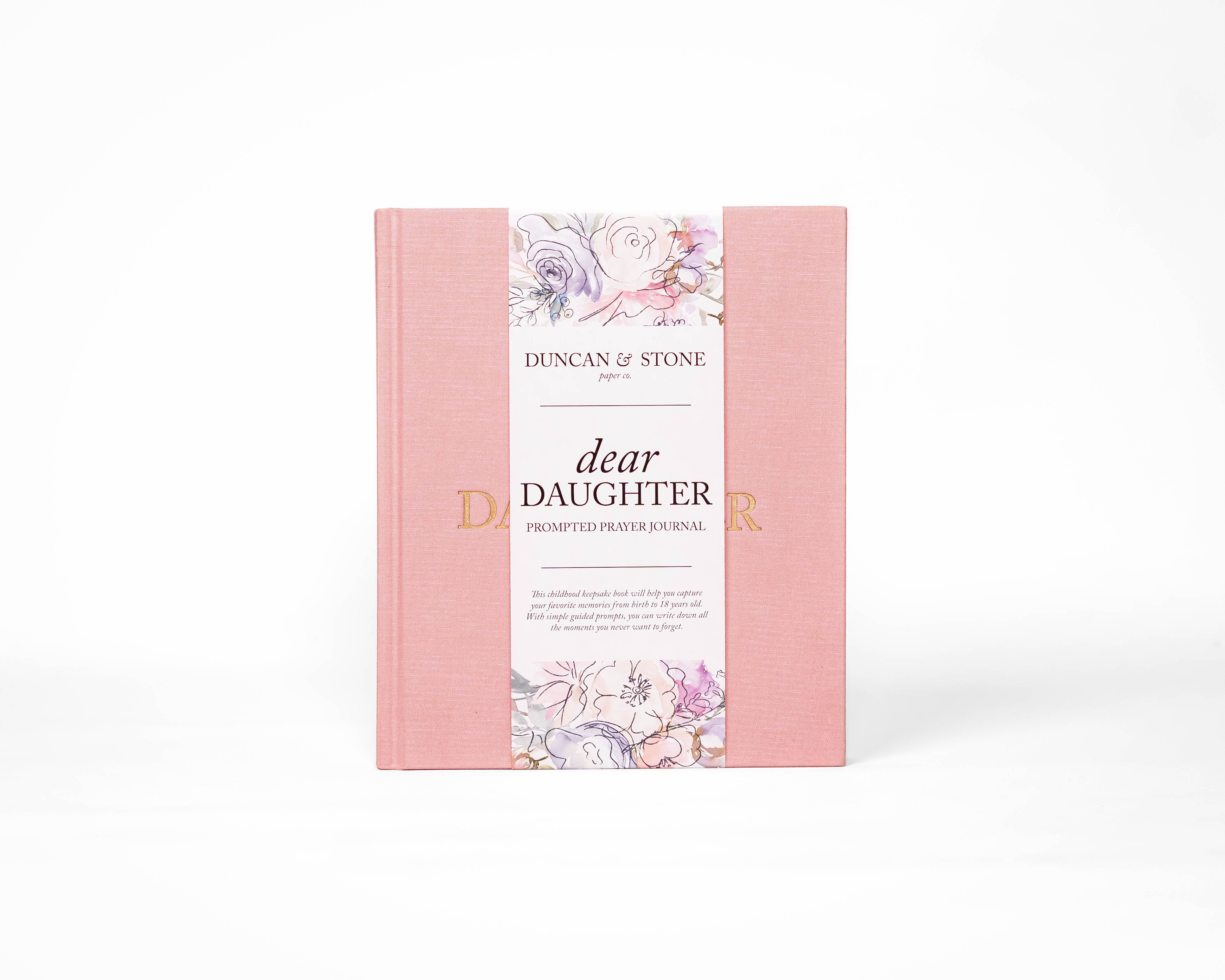 Pink journal titled 'Dear Daughter' by Duncan & Stone on a white background