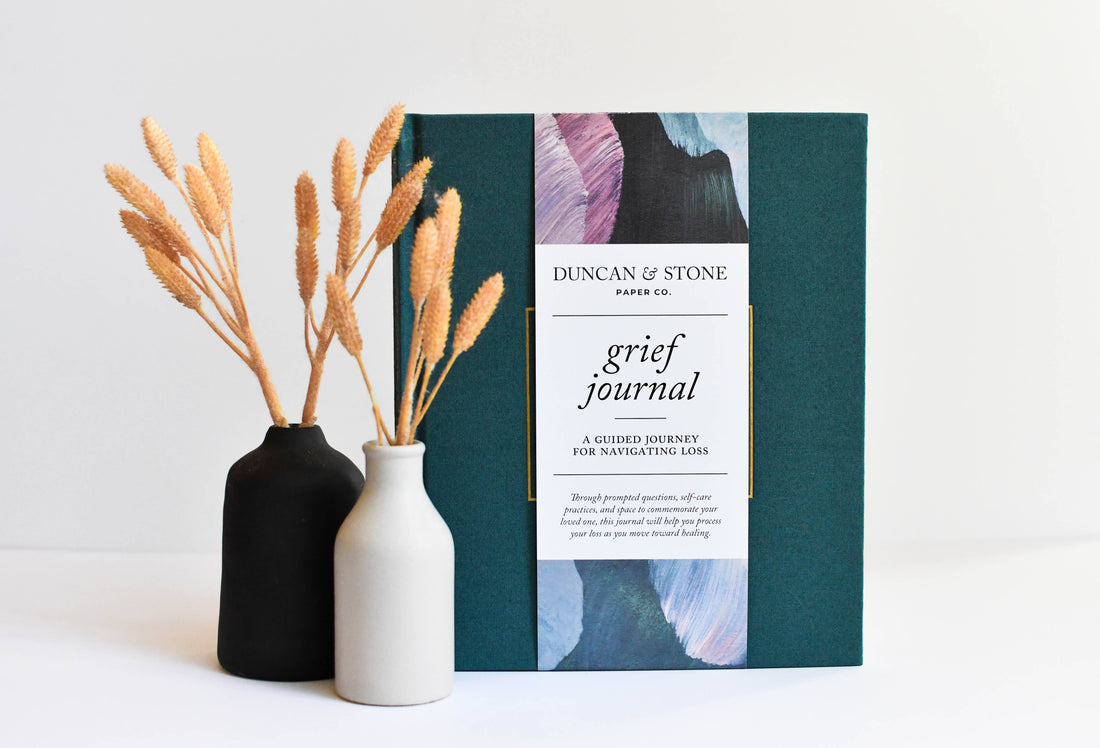 Grief Journal by Duncan &amp; Stone - Teal | Memorial Gift for Loss of Mother | Sympathy Gift Box | Self Care Journal for Bereavement | Condolence Care Package | Funeral Gift Basket