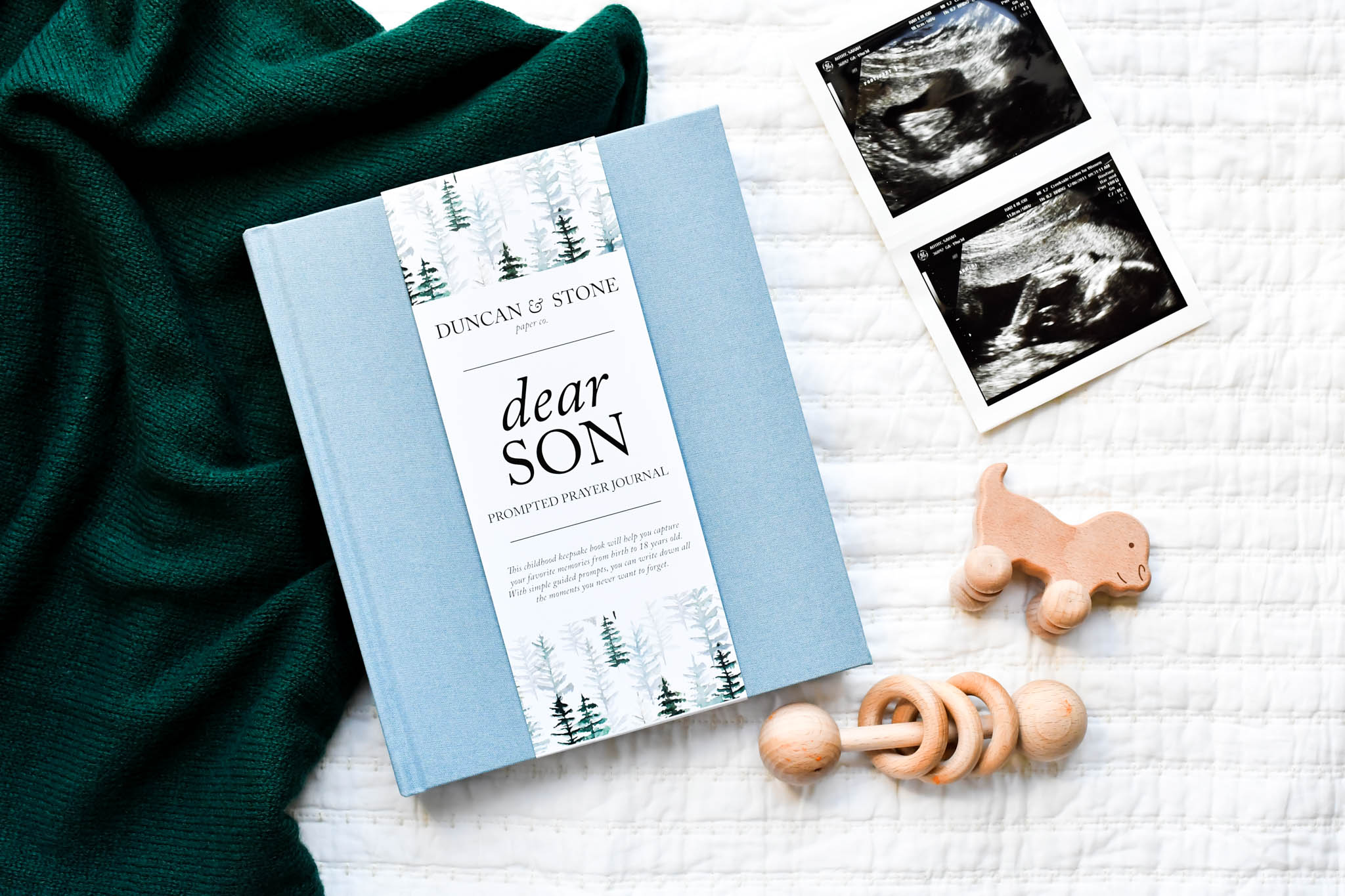 Dear Son: A Prompted Prayer Journal & Childhood Keepsake by Duncan & Stone | Baby Boy Memory Book | Scrapbook Album for Milestones | New Mom Gift | Christening or Baptism Gift | Baby Boy Scrapbook Album | Personalized Childhood Book