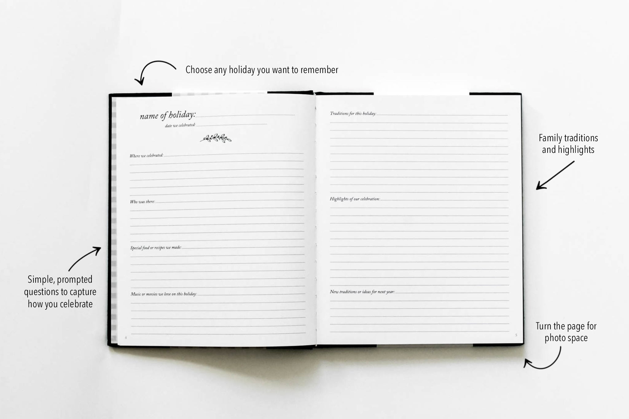 Holiday Memory Book by Duncan & Stone | Family Photo Scrapbook Album | Seasonal Traditions Keepers for Thanksgiving & Other Holidays | Keepsake Journal for Important Records | Premium Holiday Photo Album | Custom Holiday Journal