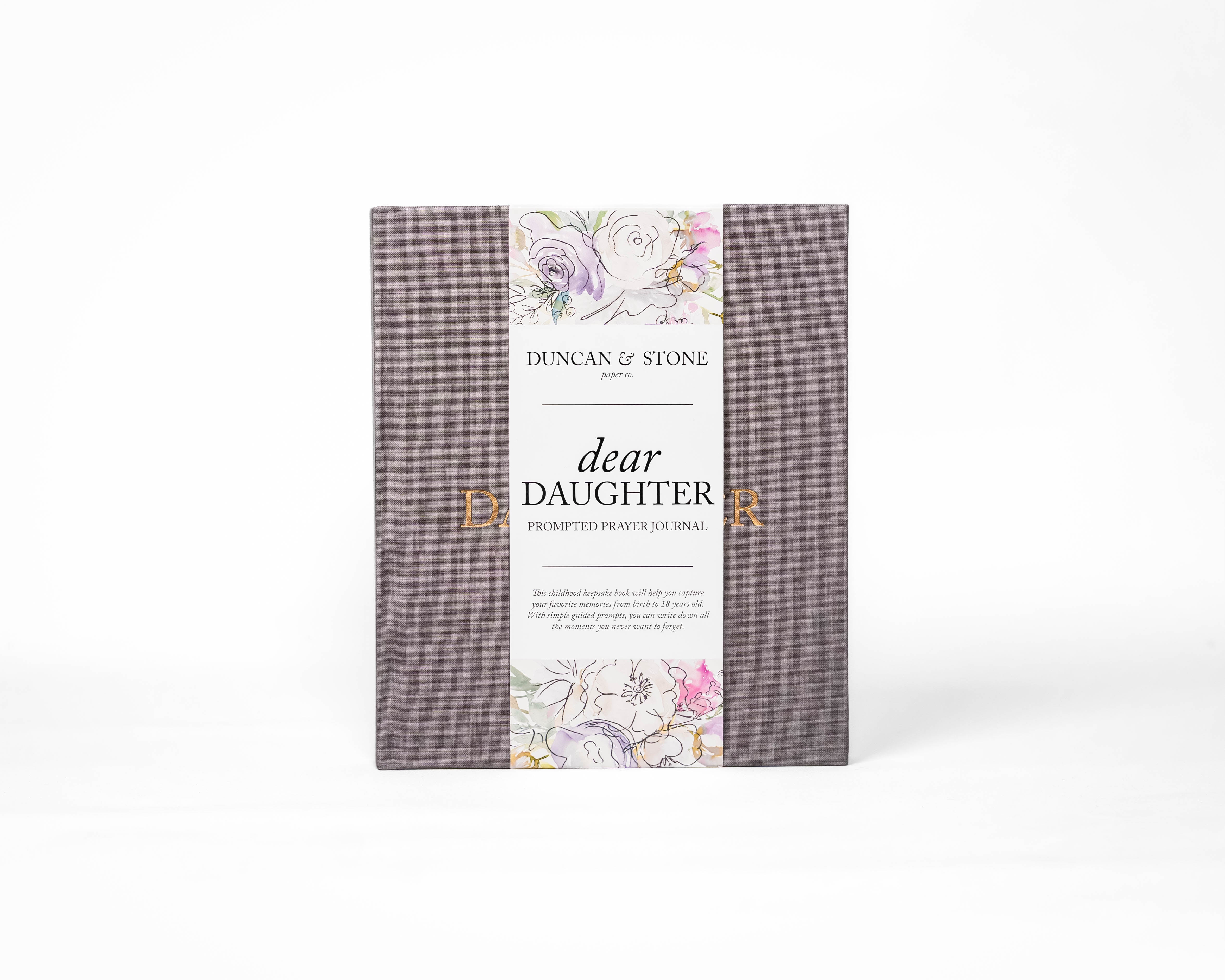 Journal titled 'Dear Daughter' by Duncan & Stone with floral design on a white background