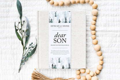 Dear Son: A Prompted Prayer Journal & Childhood Keepsake by Duncan & Stone | Baby Boy Memory Book | Scrapbook Album for Milestones | New Mom Gift | Christening or Baptism Gift | Baby Boy Scrapbook Album | Personalized Childhood Book