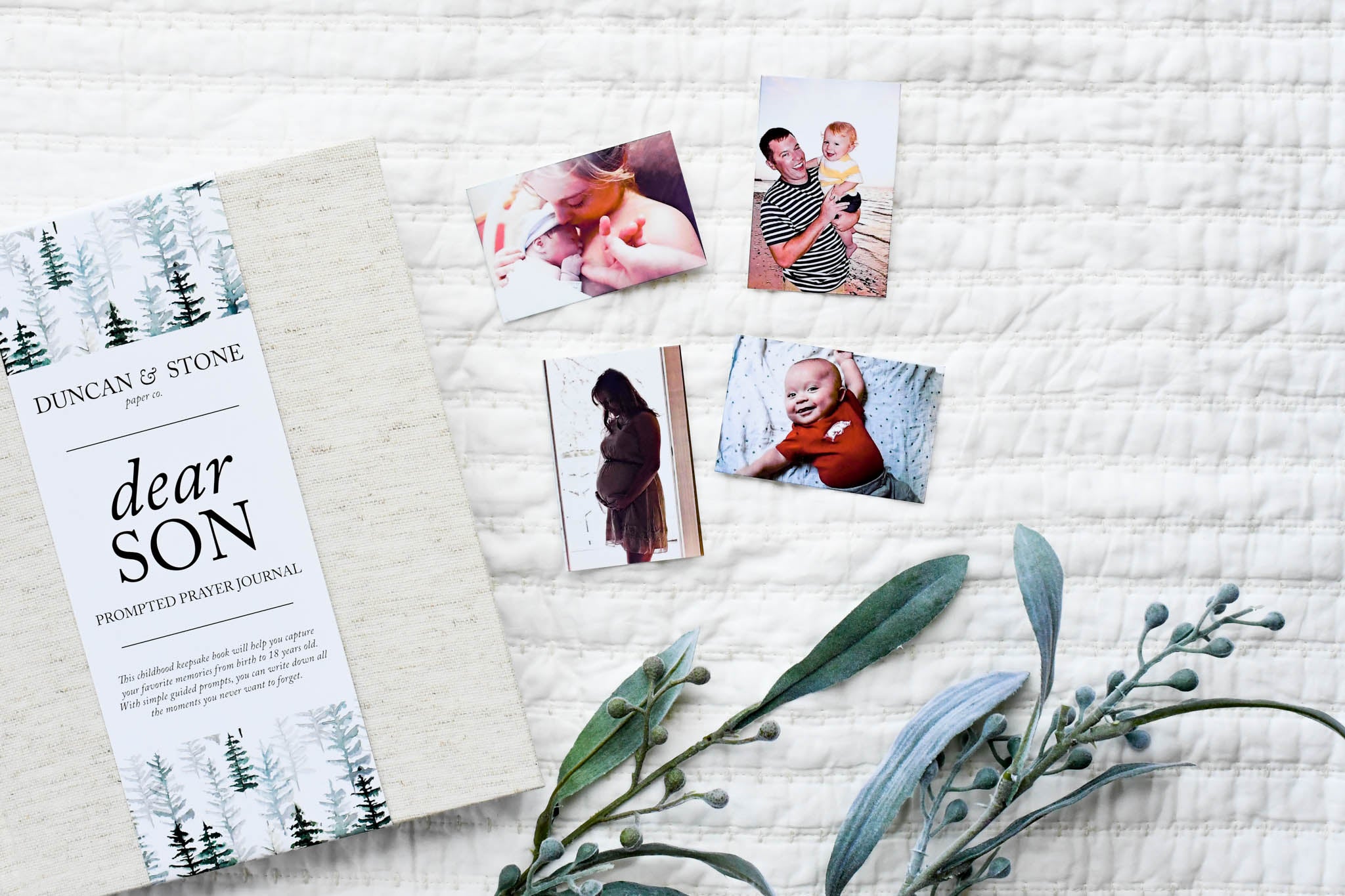Dear Son: A Prompted Prayer Journal & Childhood Keepsake by Duncan & Stone | Baby Boy Memory Book | Scrapbook Album for Milestones | New Mom Gift | Christening or Baptism Gift | Baby Boy Scrapbook Album | Personalized Childhood Book