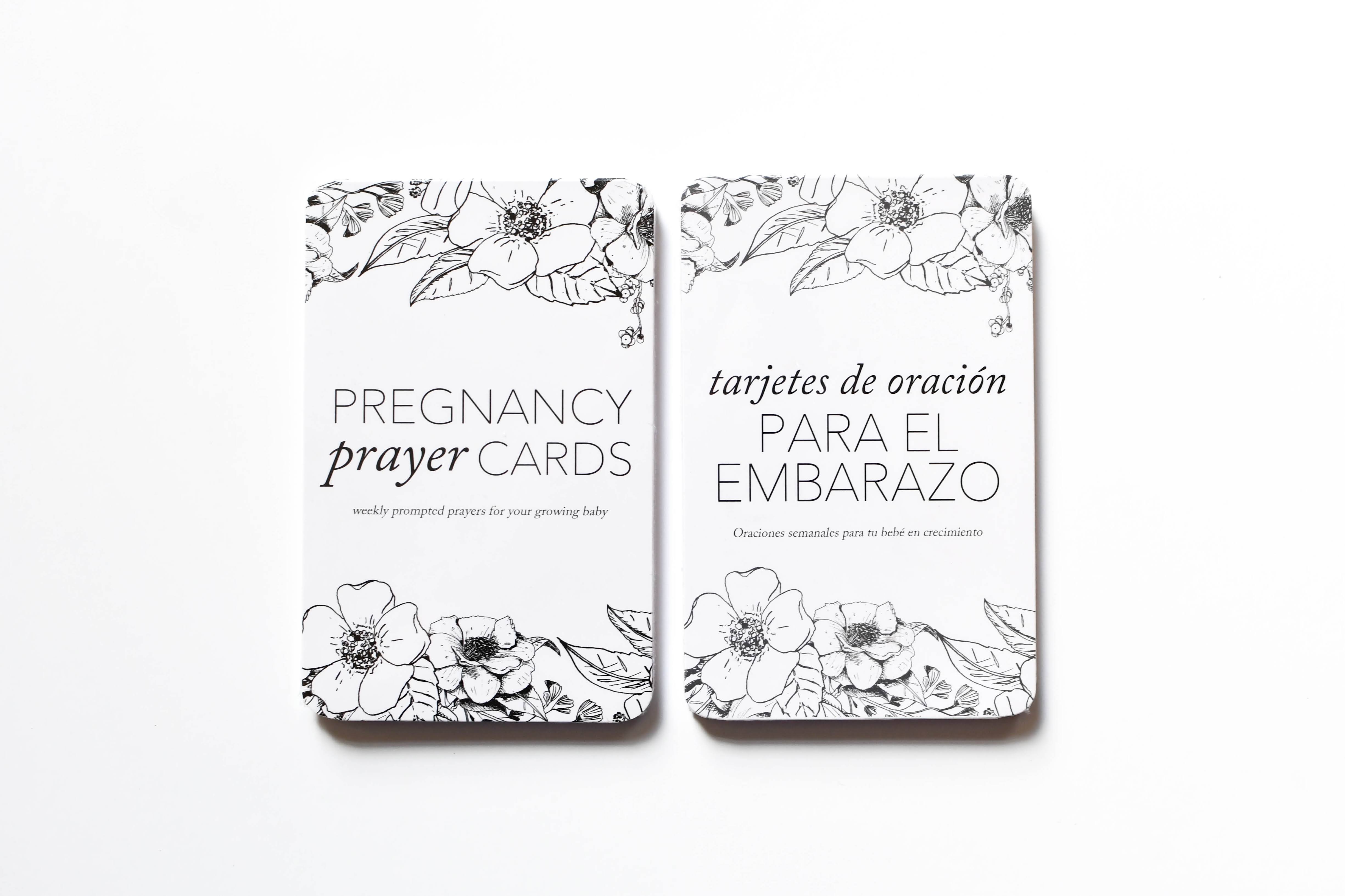 Spanish Pregnancy Prayer Cards by Duncan & Stone | Expecting Mom Gift Basket | Baby Announcement | Baby Shower Present | Prompted Prayer Cards for Parents to Be