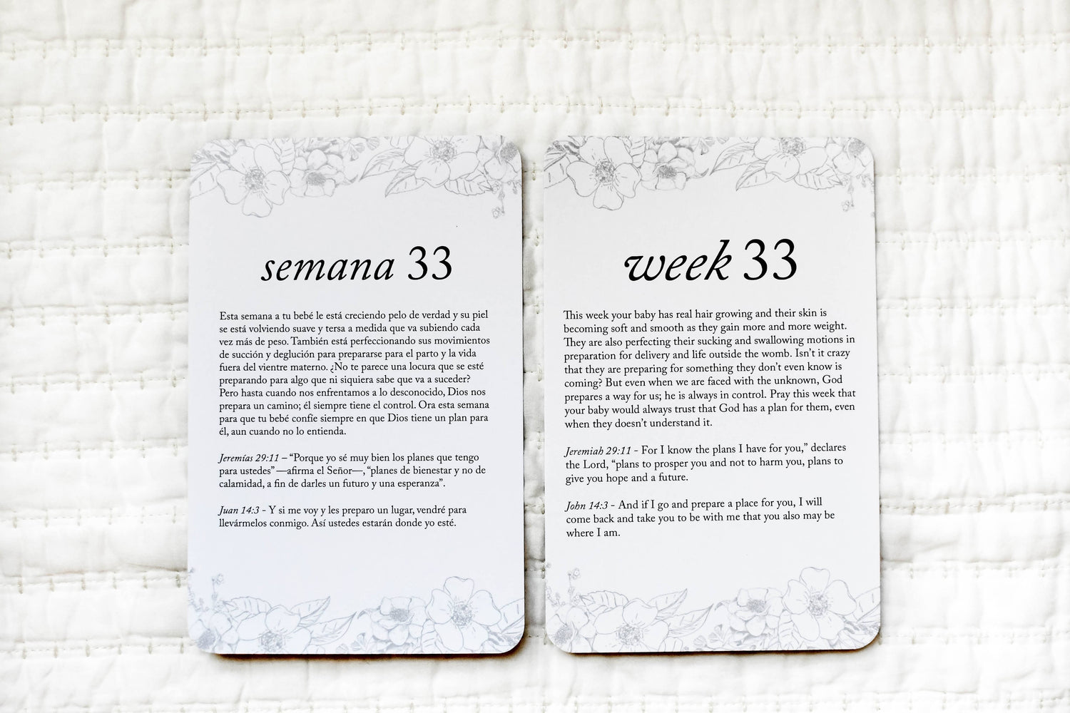 Spanish Pregnancy Prayer Cards by Duncan &amp; Stone | Expecting Mom Gift Basket | Baby Announcement | Baby Shower Present | Prompted Prayer Cards for Parents to Be