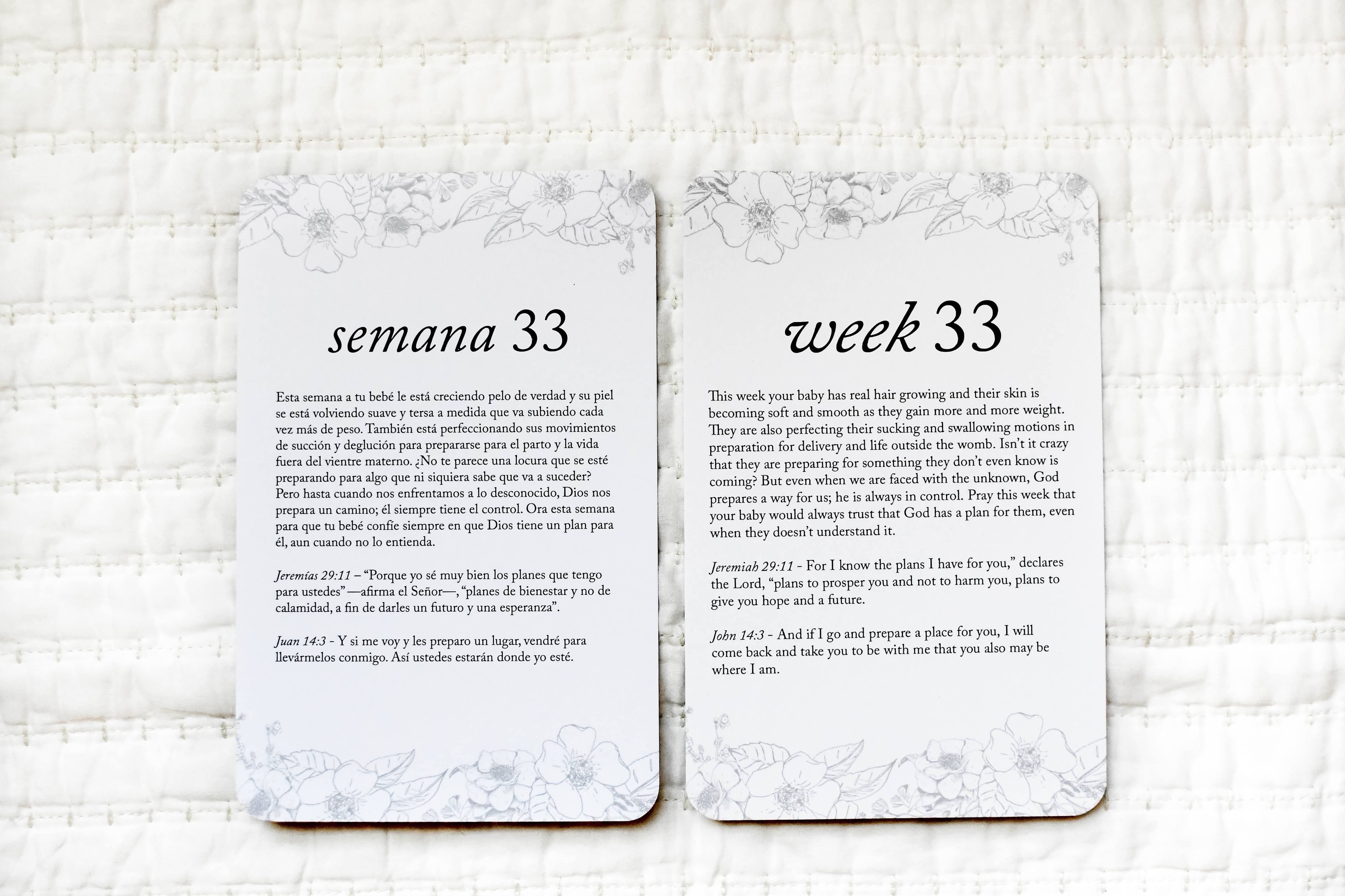 Spanish Pregnancy Prayer Cards by Duncan & Stone | Expecting Mom Gift Basket | Baby Announcement | Baby Shower Present | Prompted Prayer Cards for Parents to Be