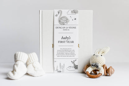 Baby Memory Book & Photo Album by Duncan & Stone | Baby Shower Gift for New Mom | Boy or Girl Milestone Scrapbook for Expecting Mom | First Year Journal for New Baby | Personalized Baby Book and Photo Album | Perfect Mom to Be Gift | Memory Journal 