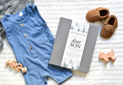 Dear Son: A Prompted Prayer Journal & Childhood Keepsake by Duncan & Stone | Baby Boy Memory Book | Scrapbook Album for Milestones | New Mom Gift | Christening or Baptism Gift | Baby Boy Scrapbook Album | Personalized Childhood Book