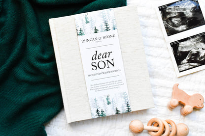 Dear Son: A Prompted Prayer Journal &amp; Childhood Keepsake by Duncan &amp; Stone | Baby Boy Memory Book | Scrapbook Album for Milestones | New Mom Gift | Christening or Baptism Gift | Baby Boy Scrapbook Album | Personalized Childhood Book