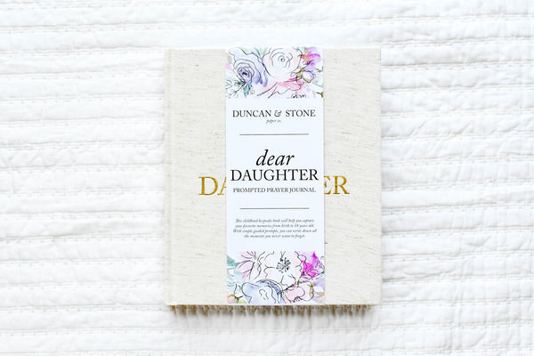 Dear Daughter: A Prompted Prayer Journal & Childhood Keepsake by Duncan & Stone | Baby Boy Memory Book | Scrapbook Album for Milestones | New Mom Gift | Christening or Baptism Gift | Baby Boy Scrapbook Album | Personalized Childhood Book
