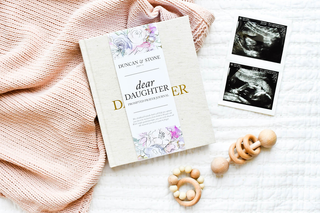 Dear Daughter: A Prompted Prayer Journal &amp; Childhood Keepsake by Duncan &amp; Stone | Baby Boy Memory Book | Scrapbook Album for Milestones | New Mom Gift | Christening or Baptism Gift | Baby Boy Scrapbook Album | Personalized Childhood Book