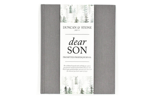 Dear Son: A Prompted Prayer Journal & Childhood Keepsake by Duncan & Stone | Baby Boy Memory Book | Scrapbook Album for Milestones | New Mom Gift | Christening or Baptism Gift | Baby Boy Scrapbook Album | Personalized Childhood Book