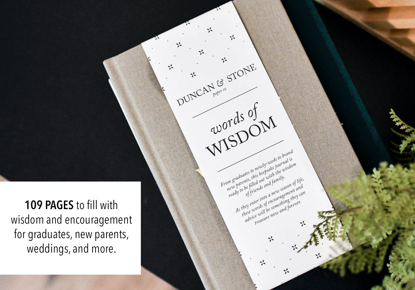 Words of Wisdom by Duncan & Stone | Guest Book for Bridal Shower, Bachelorette Party & Graduation | Journal to Capture Knowledge and Experience | Diary Book for Keepsake and Memories | Seasonal Traditions Keepers | Multi-Purpose Journal Gift