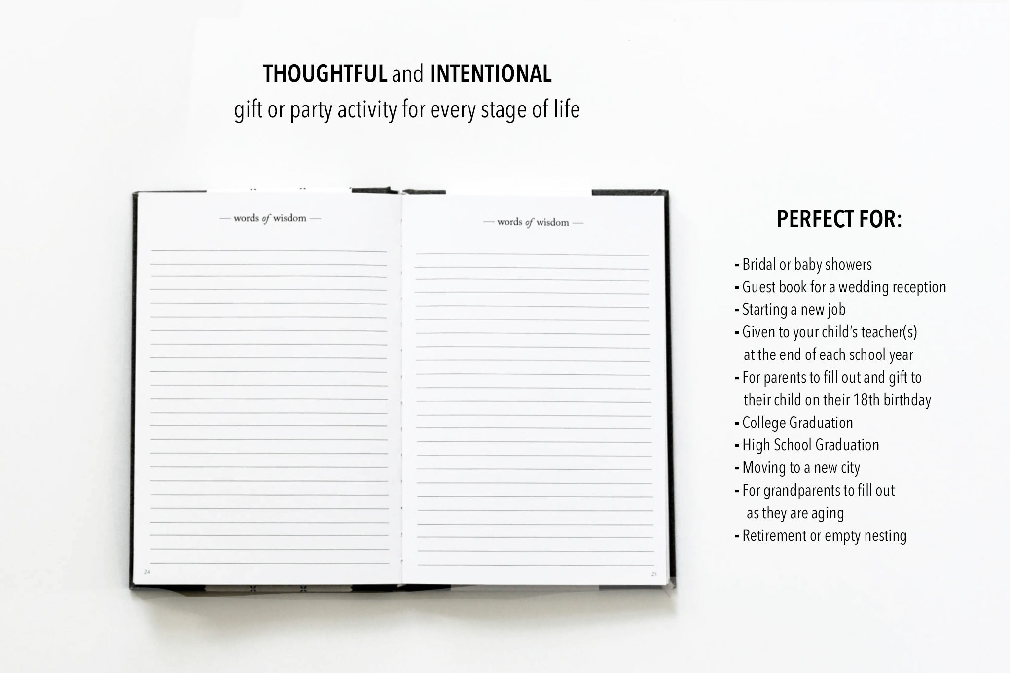 Words of Wisdom by Duncan & Stone | Guest Book for Bridal Shower, Bachelorette Party & Graduation | Journal to Capture Knowledge and Experience | Diary Book for Keepsake and Memories | Seasonal Traditions Keepers | Multi-Purpose Journal Gift