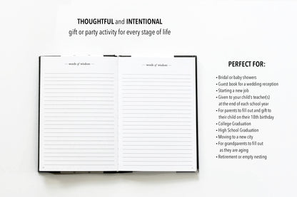 Words of Wisdom by Duncan & Stone | Guest Book for Bridal Shower, Bachelorette Party & Graduation | Journal to Capture Knowledge and Experience | Diary Book for Keepsake and Memories | Seasonal Traditions Keepers | Multi-Purpose Journal Gift