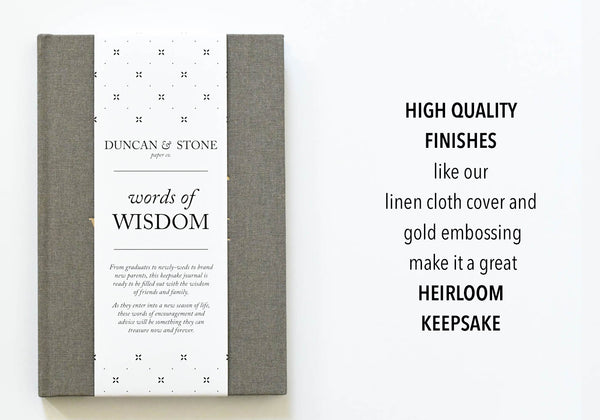 Words of Wisdom by Duncan & Stone | Guest Book for Bridal Shower, Bachelorette Party & Graduation | Journal to Capture Knowledge and Experience | Diary Book for Keepsake and Memories | Seasonal Traditions Keepers | Multi-Purpose Journal Gift